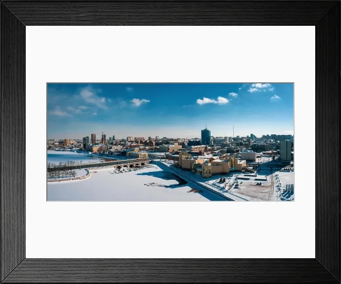Framed Print : Aerial drone panorama; beautiful view Chelyabinsk city with white snowy streets Framed Print : Aerial drone panorama; beautiful view Chelyabinsk city with white snowy streets