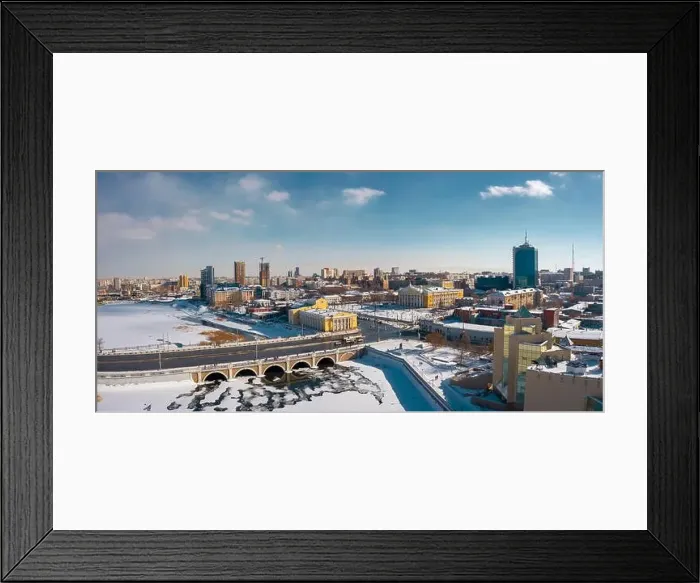 Framed Print : Aerial drone panorama; beautiful view Chelyabinsk city with white snowy streets Framed Print : Aerial drone panorama; beautiful view Chelyabinsk city with white snowy streets