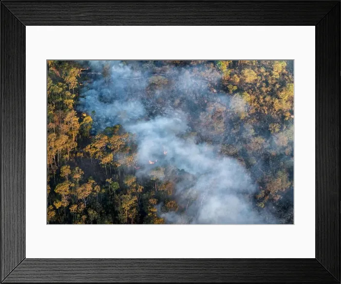 Framed Print : The view of a small wildfire from above Framed Print : The view of a small wildfire from above