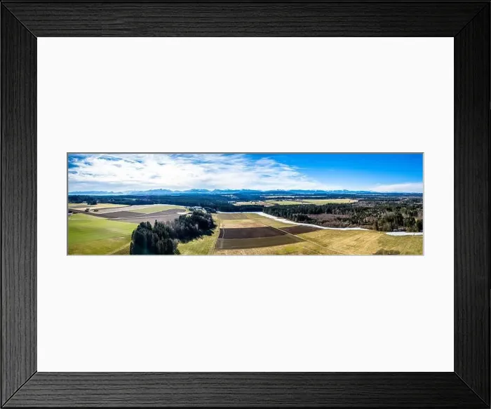 Framed Print : Aerial Alpenvorland landscape with Mountain Range Alps in the back. Bavaria, Aying Germany panorama Framed Print : Aerial Alpenvorland landscape with Mountain Range Alps in the back. Bavaria, Aying Germany panorama