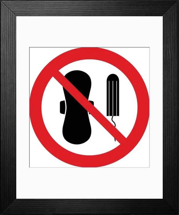 Framed Print : do not throw feminine sanitary pad icon prohibited sign Framed Print : do not throw feminine sanitary pad icon prohibited sign
