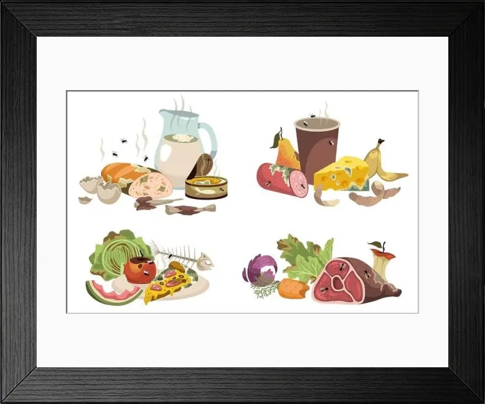 Framed Print : Rotten food scenes. Expired products compositions Framed Print : Rotten food scenes. Expired products compositions