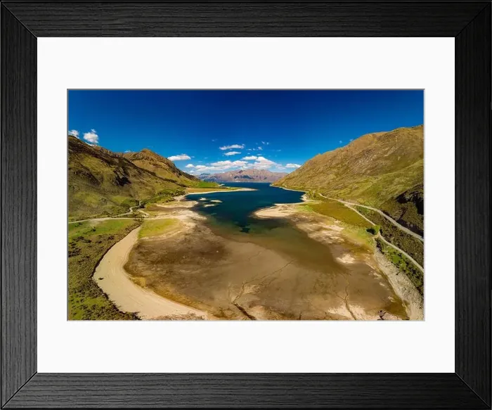 Framed Print : Panoramic drone aerial photos of Lake Hawea and mountains, South Island, New Zealand Framed Print : Panoramic drone aerial photos of Lake Hawea and mountains, South Island, New Zealand