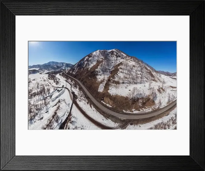 Framed Print : Aerial view of a winter road Framed Print : Aerial view of a winter road