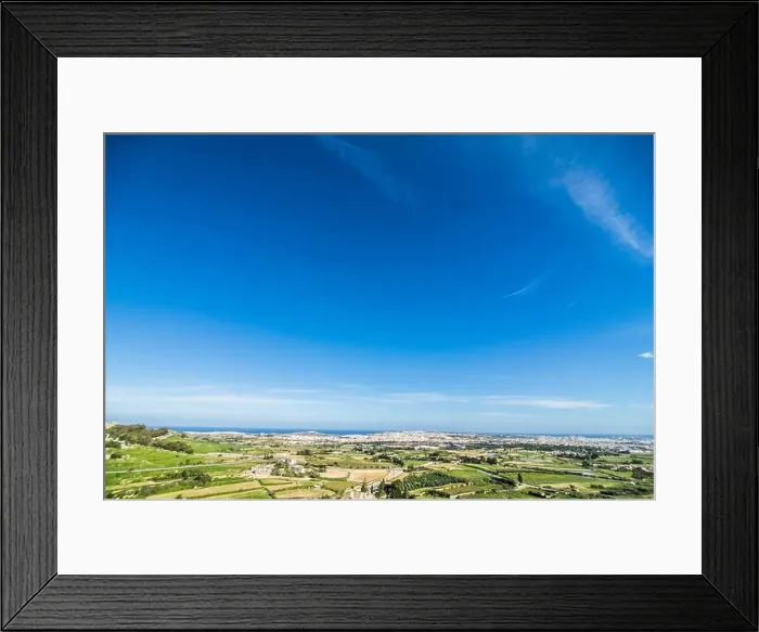 Framed Print : View from Mdina city - old capital of Malta. Greeny Winter Malta island. Morning time. Landscape view Framed Print : View from Mdina city - old capital of Malta. Greeny Winter Malta island. Morning time. Landscape view