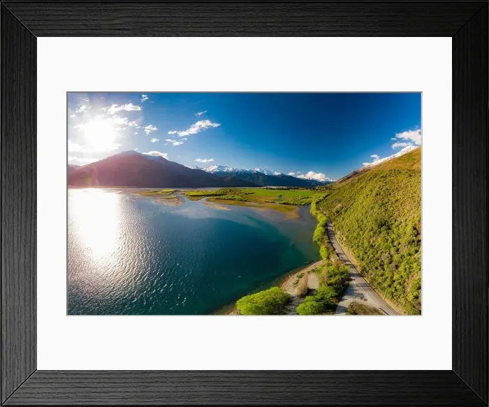 Framed Print : Aerial drone view of north side of Lake Wanaka at Makarora, South Island, New Zealand Framed Print : Aerial drone view of north side of Lake Wanaka at Makarora, South Island, New Zealand
