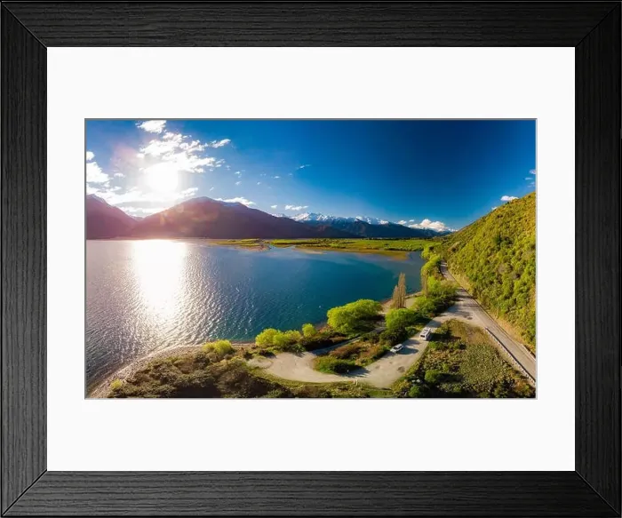 Framed Print : Aerial drone view of north side of Lake Wanaka at Makarora, South Island, New Zealand Framed Print : Aerial drone view of north side of Lake Wanaka at Makarora, South Island, New Zealand