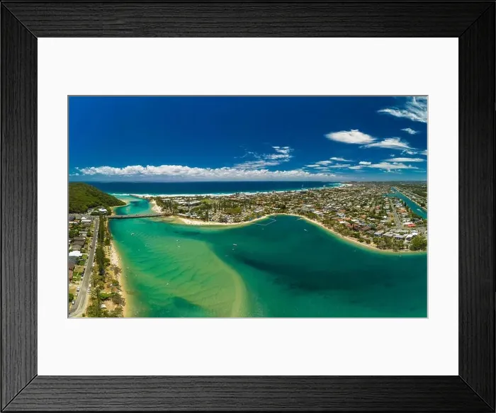 Framed Print : Aerial drone view of Tallebudgera Creek and beach on the Gold Coast, Queensland, Australia Framed Print : Aerial drone view of Tallebudgera Creek and beach on the Gold Coast, Queensland, Australia