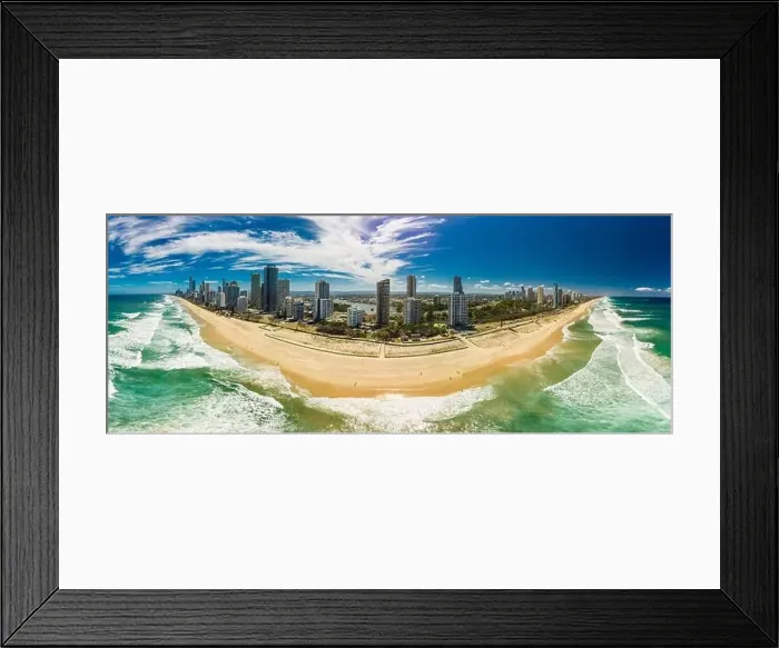 Framed Print : Surfers Paradise beach from an aerial drone perspective, Gold Coast, Queensland, Australia