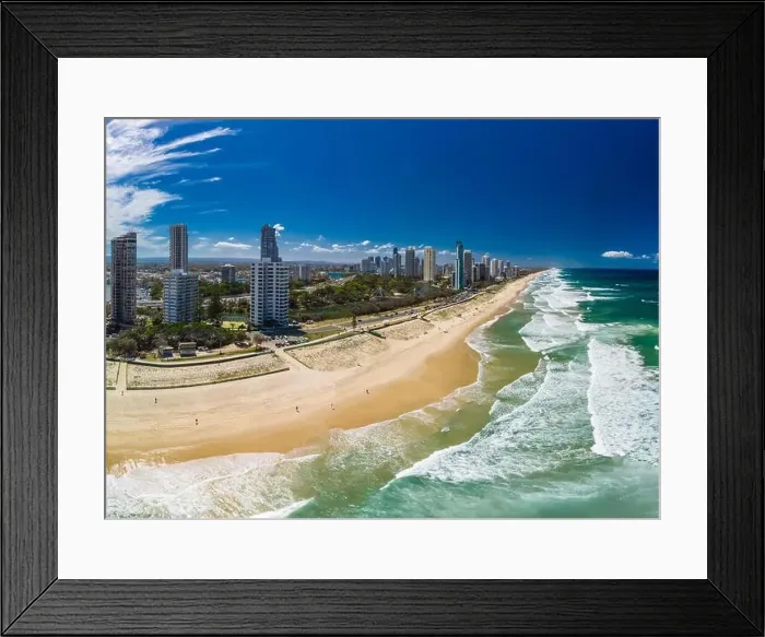 Framed Print : Surfers Paradise beach from an aerial drone perspective, Gold Coast, Queensland, Australia