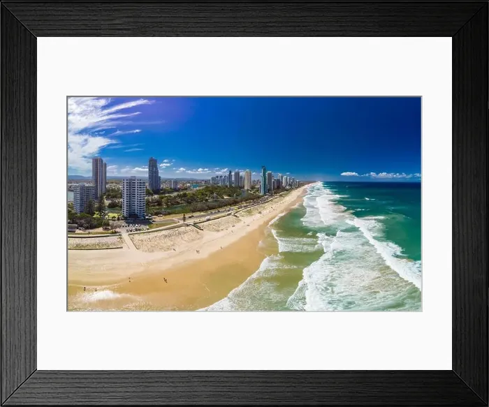 Framed Print : Surfers Paradise beach from an aerial drone perspective, Gold Coast, Queensland, Australia