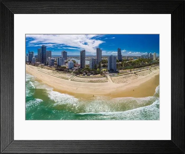 Framed Print : Surfers Paradise beach from an aerial drone perspective, Gold Coast, Queensland, Australia