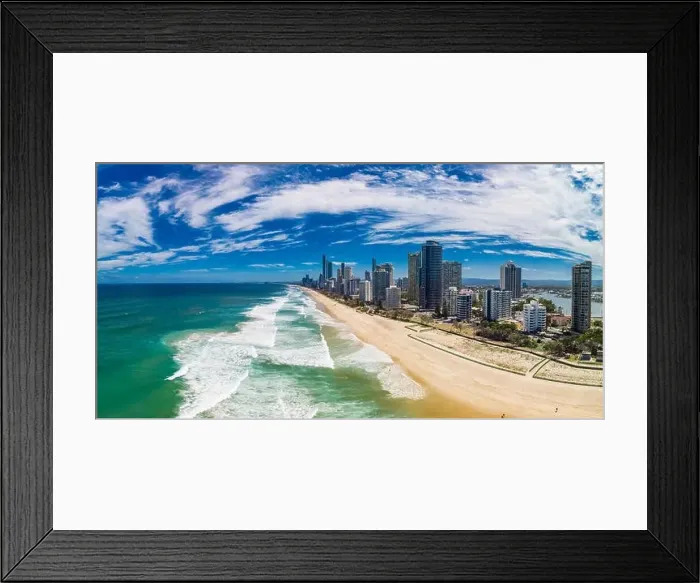 Framed Print : Surfers Paradise beach from an aerial drone perspective, Gold Coast, Queensland, Australia