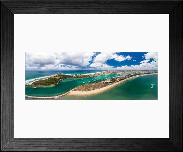 Framed Print : Drone view of famous Mooloolaba beach and marina on sunny day Framed Print : Drone view of famous Mooloolaba beach and marina on sunny day