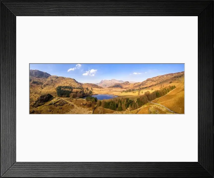 Framed Print : Drone Panorama over Blea Tarn towards the Langdale Pikes. Drone Photo by a UK CAA approved Commercial SUA Pilot Framed Print : Drone Panorama over Blea Tarn towards the Langdale Pikes. Drone Photo by a UK CAA approved Commercial SUA Pilot