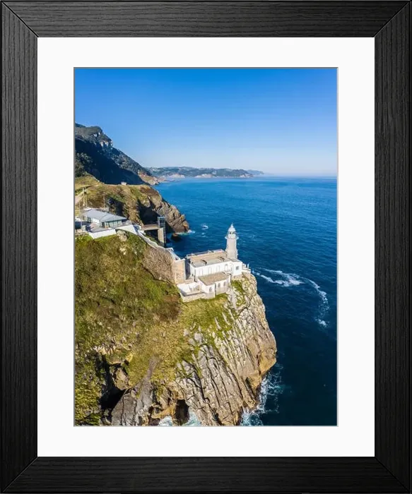 Framed Print : Santa Catalina lighthouse in Lekeitio, Basque country - drone view Framed Print : Santa Catalina lighthouse in Lekeitio, Basque country - drone view