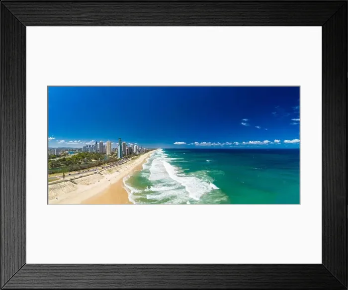 Framed Print : Surfers Paradise beach from an aerial drone perspective, Gold Coast, Queensland, Australia