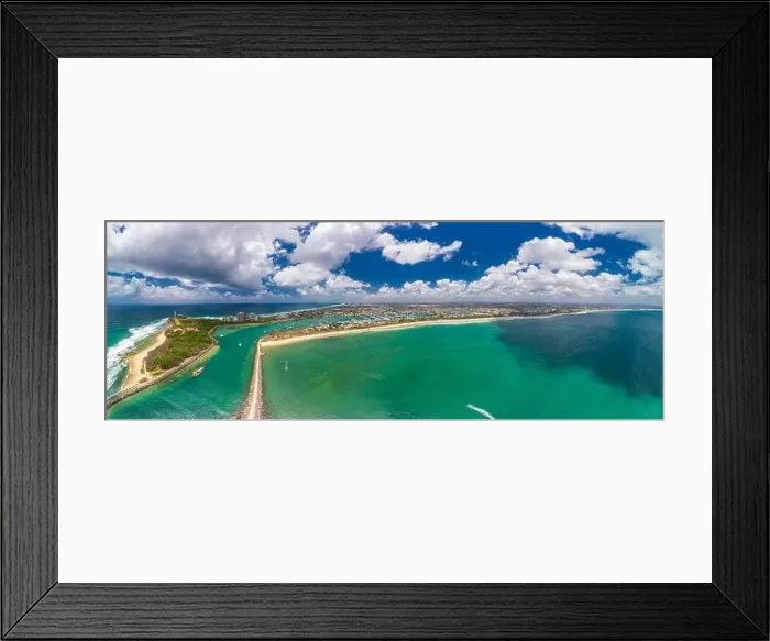 Framed Print : Drone view of famous Mooloolaba beach and marina on sunny day Framed Print : Drone view of famous Mooloolaba beach and marina on sunny day