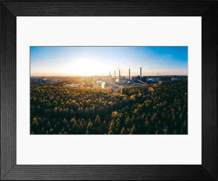 Framed Print : industrial landscape with heavy pollution produced by a large factory Framed Print : industrial landscape with heavy pollution produced by a large factory