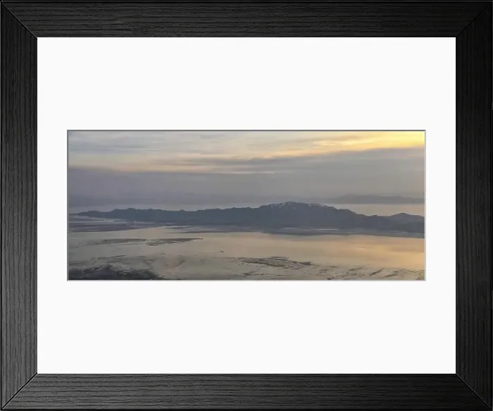 Framed Print : Aerial view from airplane of Antelope Island at sunset Framed Print : Aerial view from airplane of Antelope Island at sunset