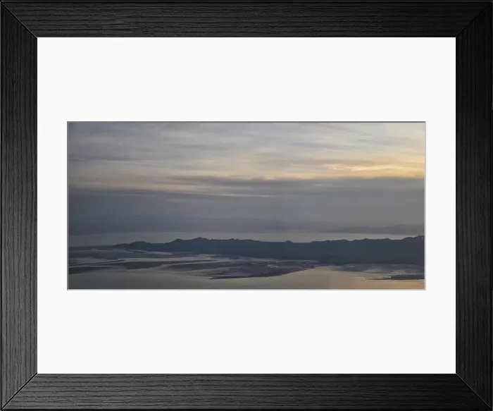 Framed Print : Aerial view from airplane of Antelope Island at sunset Framed Print : Aerial view from airplane of Antelope Island at sunset