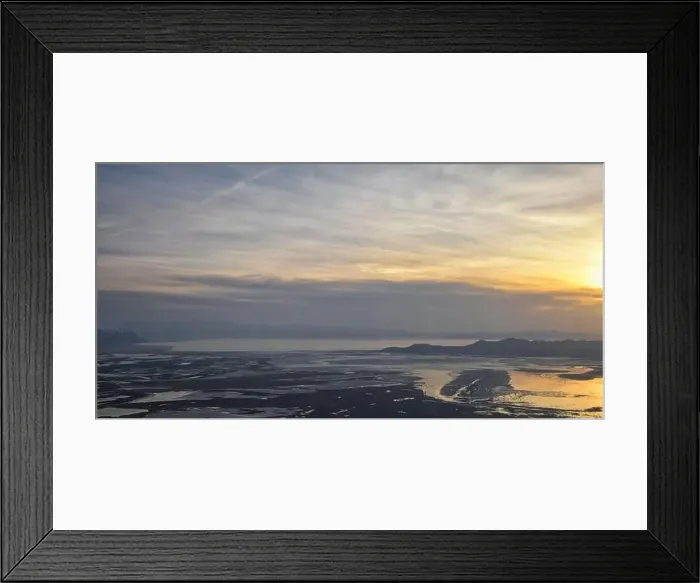 Framed Print : Aerial view from airplane of Antelope Island at sunset Framed Print : Aerial view from airplane of Antelope Island at sunset
