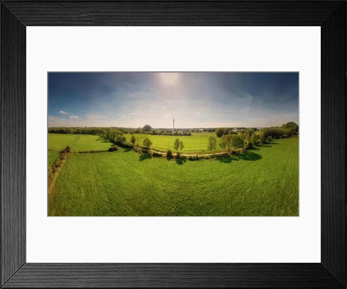 Framed Print : Aerial view of fields in the midday sun near the Elbe in Schleswig-Holstein Framed Print : Aerial view of fields in the midday sun near the Elbe in Schleswig-Holstein