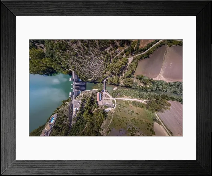 Framed Print : Aerial view of a dam in Andalusia Framed Print : Aerial view of a dam in Andalusia