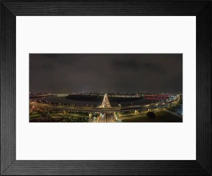 Framed Print : Traffic Aerial View - Traffic concept image, birds eye daytime view use the drone in Taipei, Taiwan