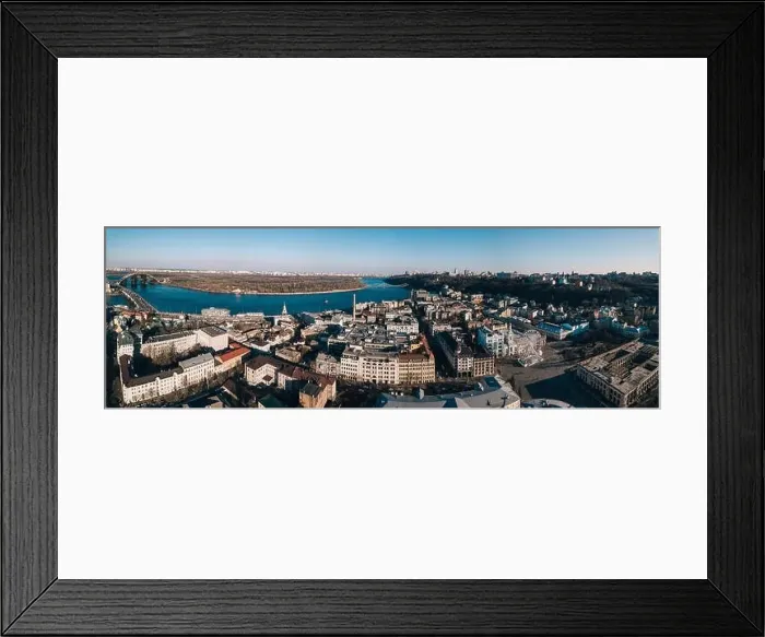 Framed Print : Aerial panorama of Podil district in Kyiv, Ukraine Framed Print : Aerial panorama of Podil district in Kyiv, Ukraine