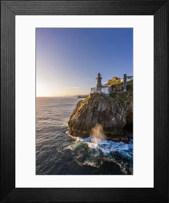 Framed Print : Santa Catalina lighthouse in Lekeitio, Basque country - drone aerial view Framed Print : Santa Catalina lighthouse in Lekeitio, Basque country - drone aerial view