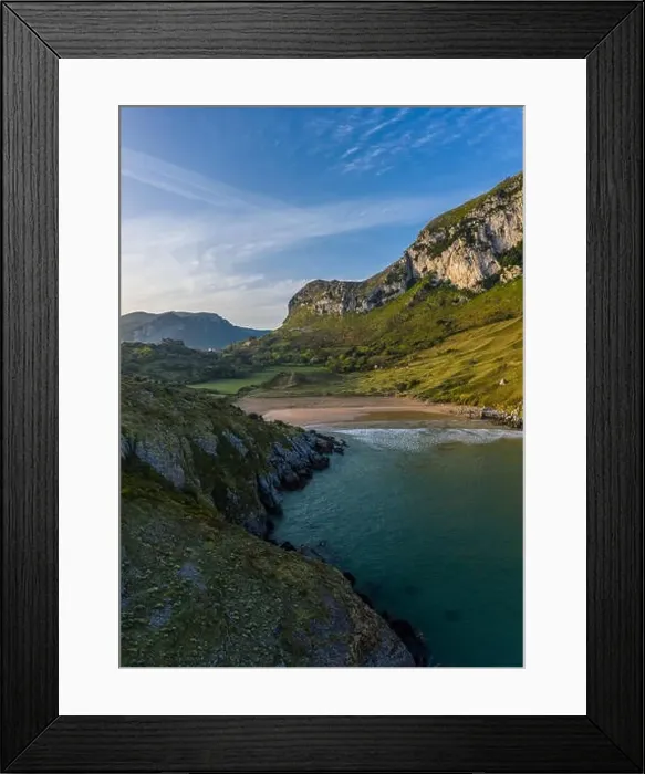 Framed Print : Sonabia beach in Cantabrian sea, Spain - drone aerial Framed Print : Sonabia beach in Cantabrian sea, Spain - drone aerial