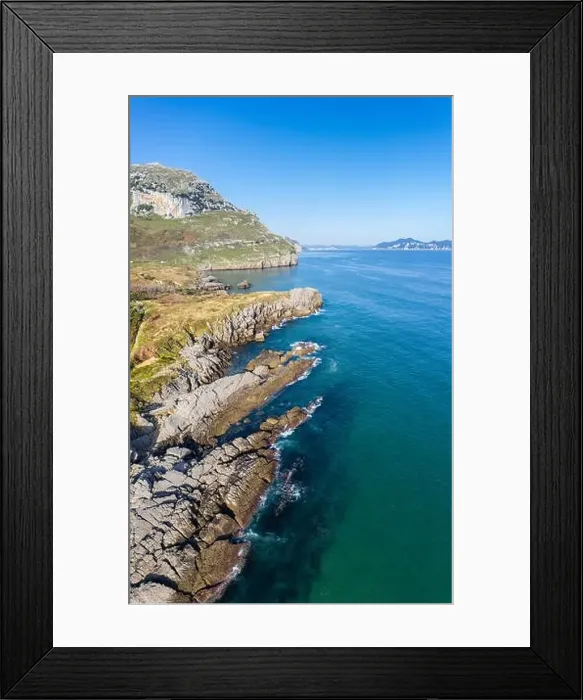 Framed Print : Reefs and coast of Sonabia, Spain, Cantabrian sea - drone aerial view Framed Print : Reefs and coast of Sonabia, Spain, Cantabrian sea - drone aerial view