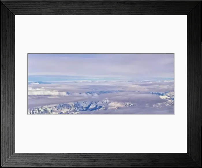 Framed Print : Aerial view from airplane of the Wasatch Front Rocky Mountain Range with snow capped peaks in winter including urban Framed Print : Aerial view from airplane of the Wasatch Front Rocky Mountain Range with snow capped peaks in winter including urban