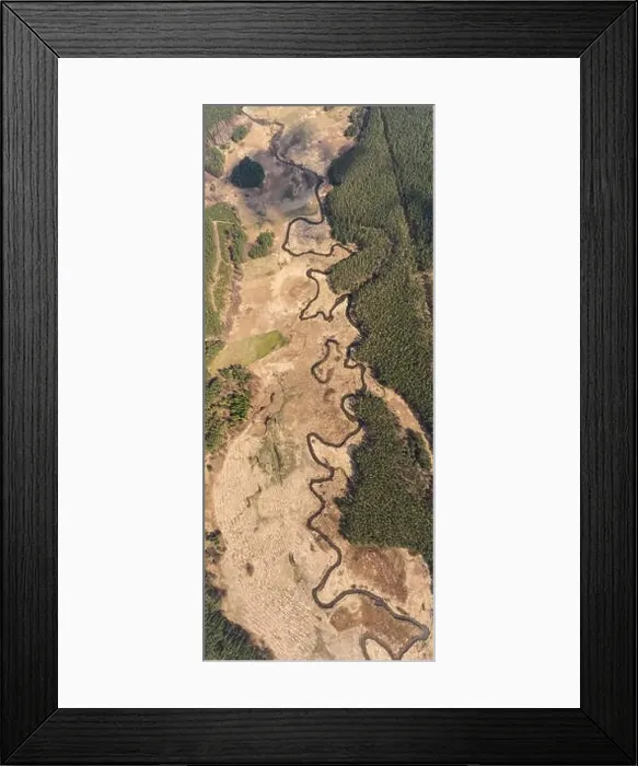 Framed Print : Aerial drone view, the bend of the river with sandy stretches Framed Print : Aerial drone view, the bend of the river with sandy stretches