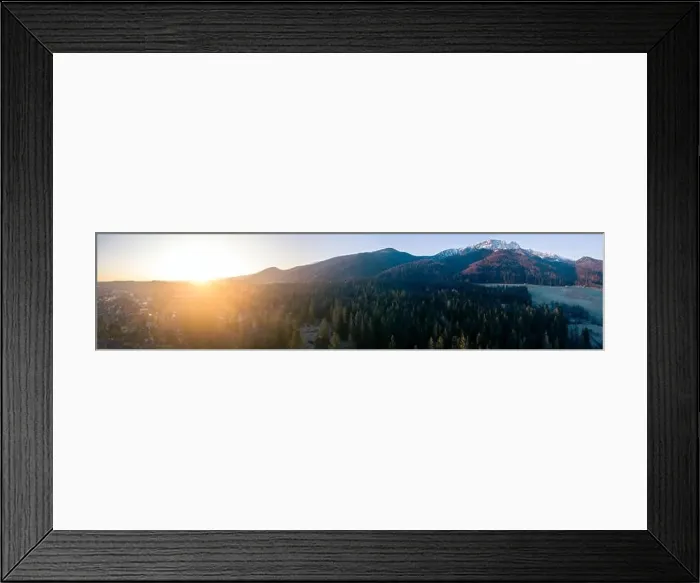 Framed Print : Inspiring Mountains Landscape, big panorama with beautiful sunrise and Giewont Mountain in Tatras, Zakopane Poland Framed Print : Inspiring Mountains Landscape, big panorama with beautiful sunrise and Giewont Mountain in Tatras, Zakopane Poland