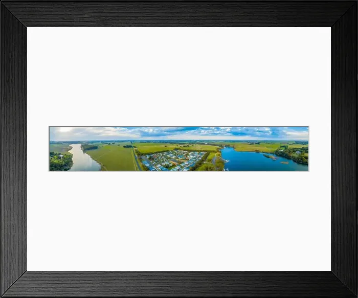 Framed Print : Hopkins River and grasslands - scenic wide aerial panoramic landscape. Warrnambool, Australia Framed Print : Hopkins River and grasslands - scenic wide aerial panoramic landscape. Warrnambool, Australia