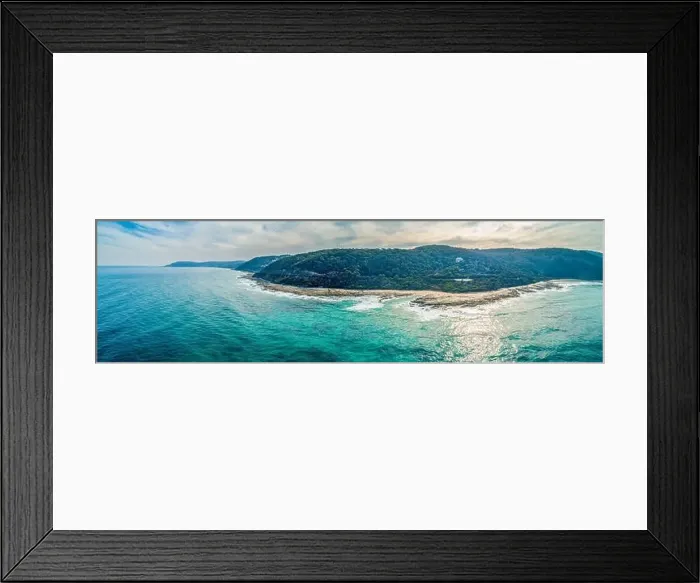 Framed Print : Wide aerial panorama of Great Ocean Road coastline on sunny day in Victoria, Australia Framed Print : Wide aerial panorama of Great Ocean Road coastline on sunny day in Victoria, Australia