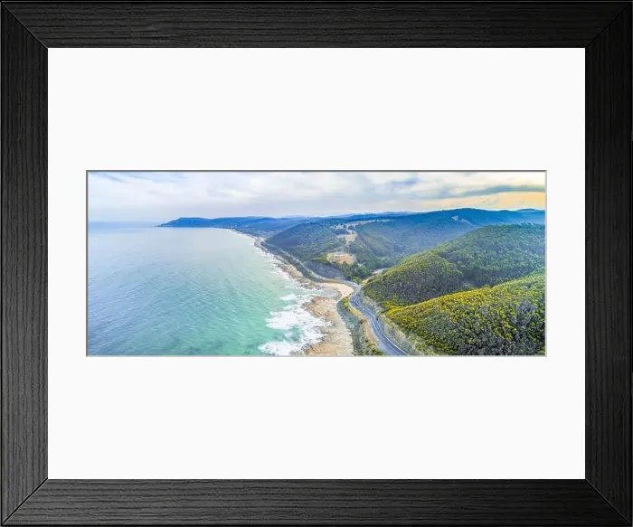 Framed Print : Great Ocean Road near Lorne - aerial panorama Framed Print : Great Ocean Road near Lorne - aerial panorama
