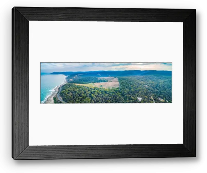 Framed Print : Forest near the Ocean - wide aerial panorama Framed Print : Forest near the Ocean - wide aerial panorama