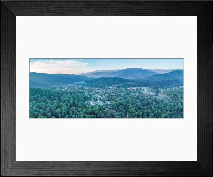 Framed Print : Aerial panorama of Marysville town in Victoria, Australia Framed Print : Aerial panorama of Marysville town in Victoria, Australia
