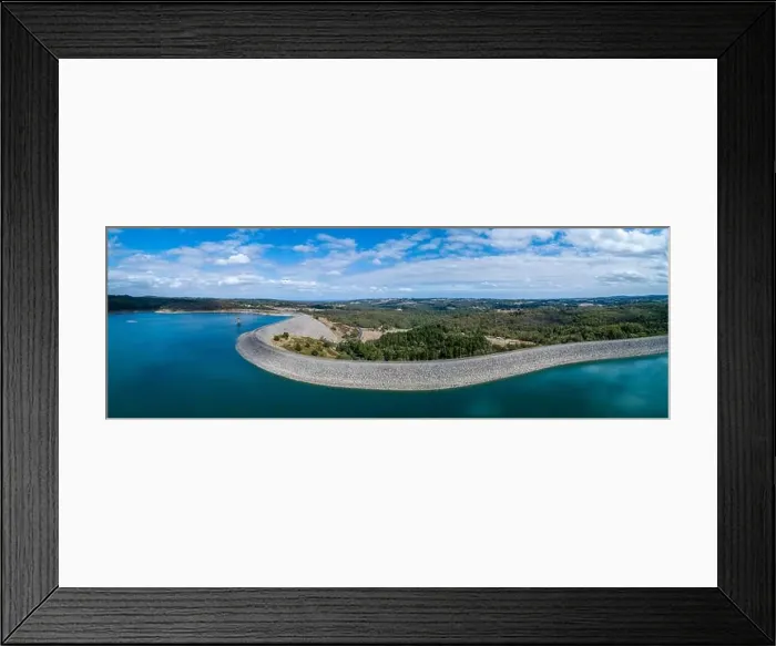Framed Print : Cardinia Reservoir lake and park - wide aerial panorama