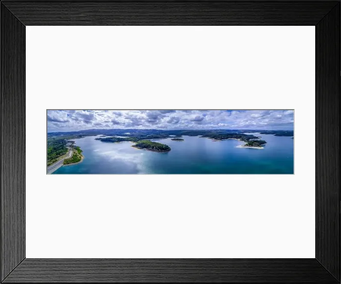Framed Print : Wide aerial panorama of the scenic Cardinia Reservoir lake and its coastline Framed Print : Wide aerial panorama of the scenic Cardinia Reservoir lake and its coastline
