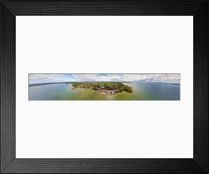 Framed Print : Ultra wide panoramic aerial view of Marina Sniardwy in Nowe Guty village, Poland Framed Print : Ultra wide panoramic aerial view of Marina Sniardwy in Nowe Guty village, Poland