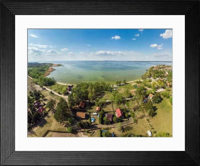 Framed Print : Aerial view of Sniardwy lake and Nowe Guty village Framed Print : Aerial view of Sniardwy lake and Nowe Guty village