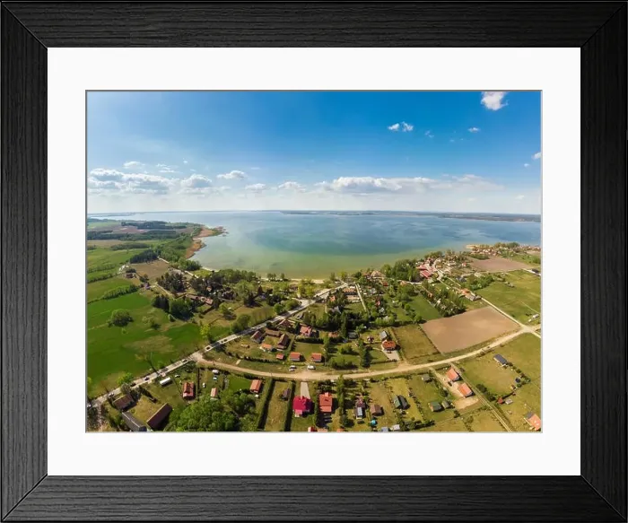 Framed Print : Aerial view of Sniardwy lake and Nowe Guty village Framed Print : Aerial view of Sniardwy lake and Nowe Guty village