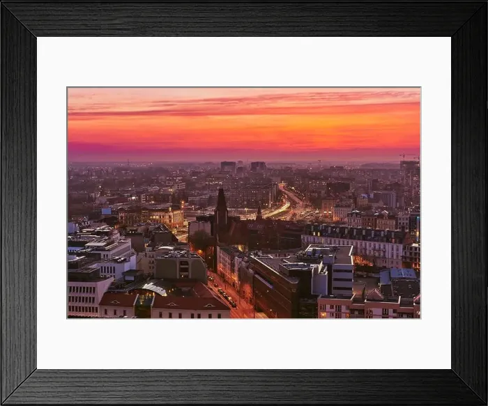 Framed Print : Beautiful, colorful sunset over Wroclaw aerial view Framed Print : Beautiful, colorful sunset over Wroclaw aerial view