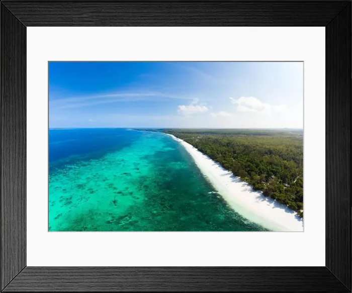 Framed Print : Aerial view tropical beach island reef caribbean sea Framed Print : Aerial view tropical beach island reef caribbean sea