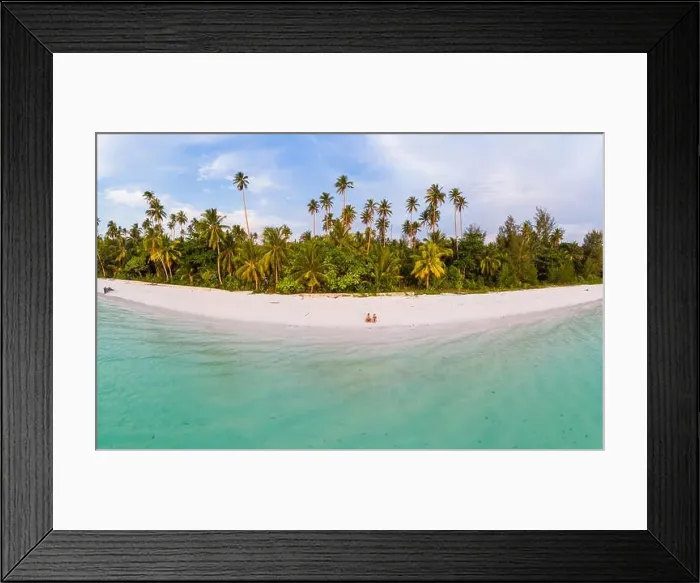 Framed Print : Aerial view tropical beach island reef caribbean sea Framed Print : Aerial view tropical beach island reef caribbean sea