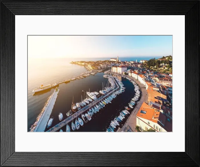 Framed Print : Aerial panorama of beautiful Slovenian city of Piran Framed Print : Aerial panorama of beautiful Slovenian city of Piran